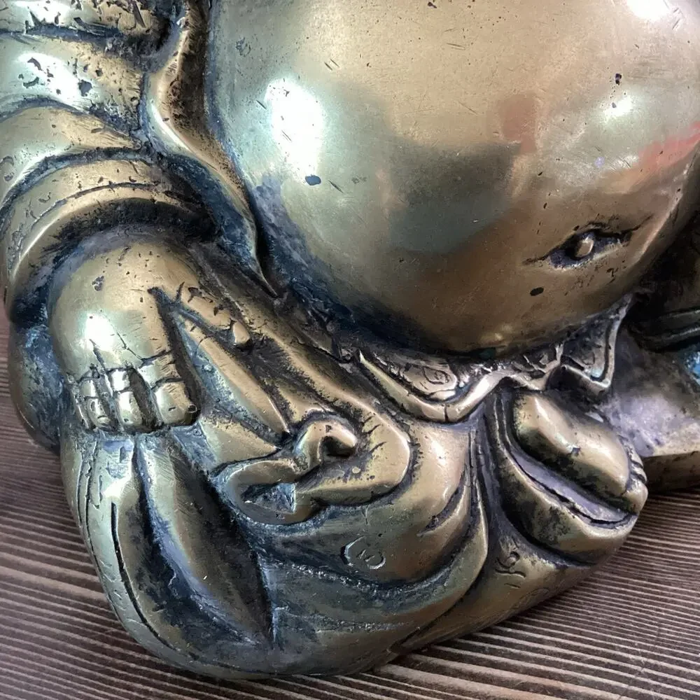 Old Antique Brass Tibetan Buddha statue.Approximately 11 X 8 X 6 And 6 Pounds